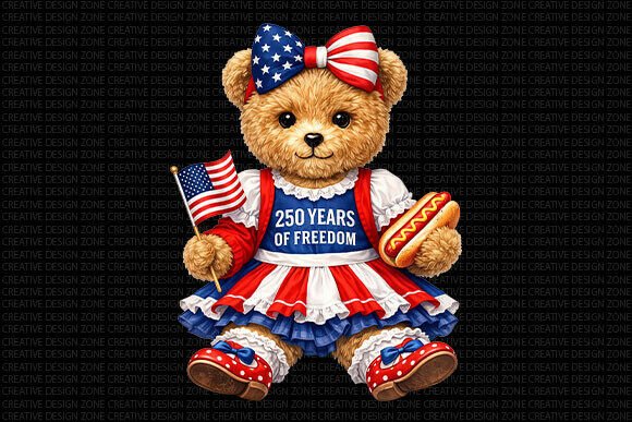 Charming Patriotic Teddy Bear 250 PNG Design for Creators
