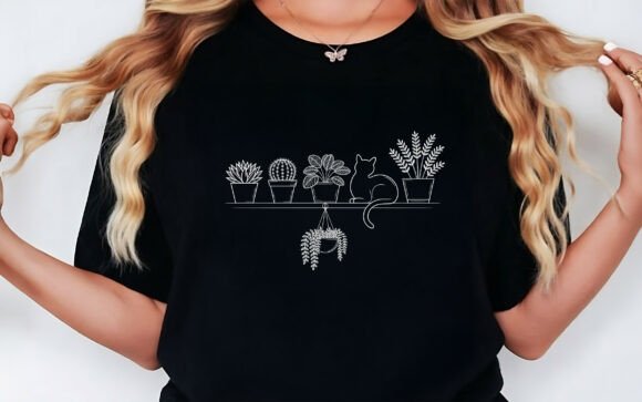 Charming Plant & Cat Lover Design for Creative Projects