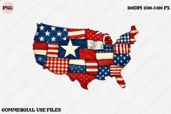 Creative Applications for USA Flag Map Patchwork Graphic Design