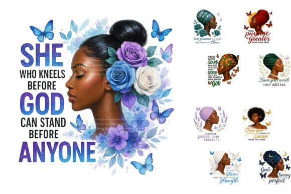 Elevate Your Projects with Black Woman Christian Sublimation Design