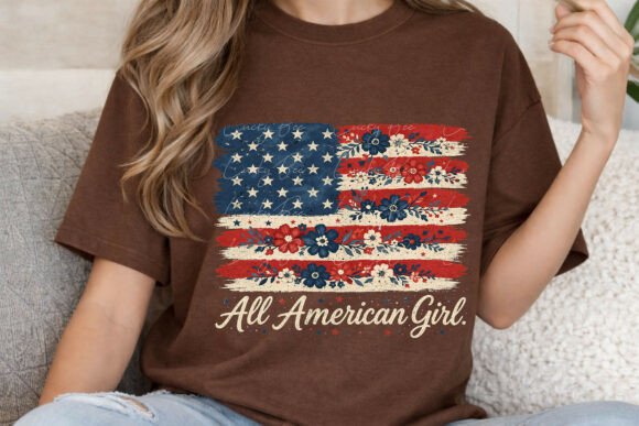 Floral USA Flag Design: A Patriotic PNG for Modern Creators