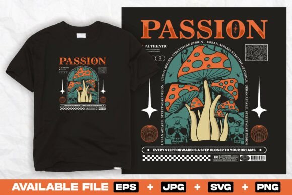 Mushroom Y2K Urban Streetwear: A Retro-Futurist Design Asset