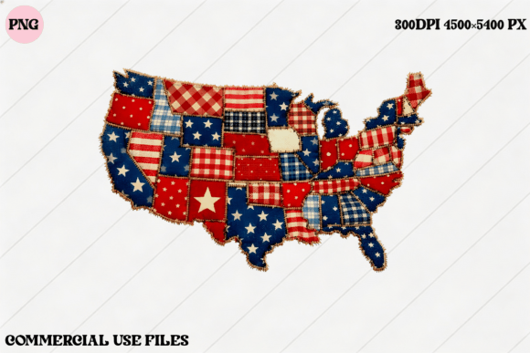 USA Map Quilt Design Patriotic PNG: A Versatile Asset for Modern Creators